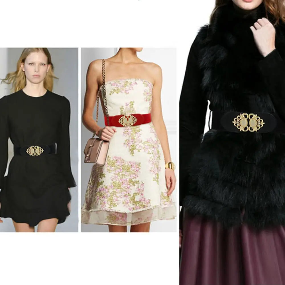 Female Fashion Wide Waistband 65cm Black Waist Elastic Stretch Belt for Women Cinch Waistband Dress Coat Clothing Accessories