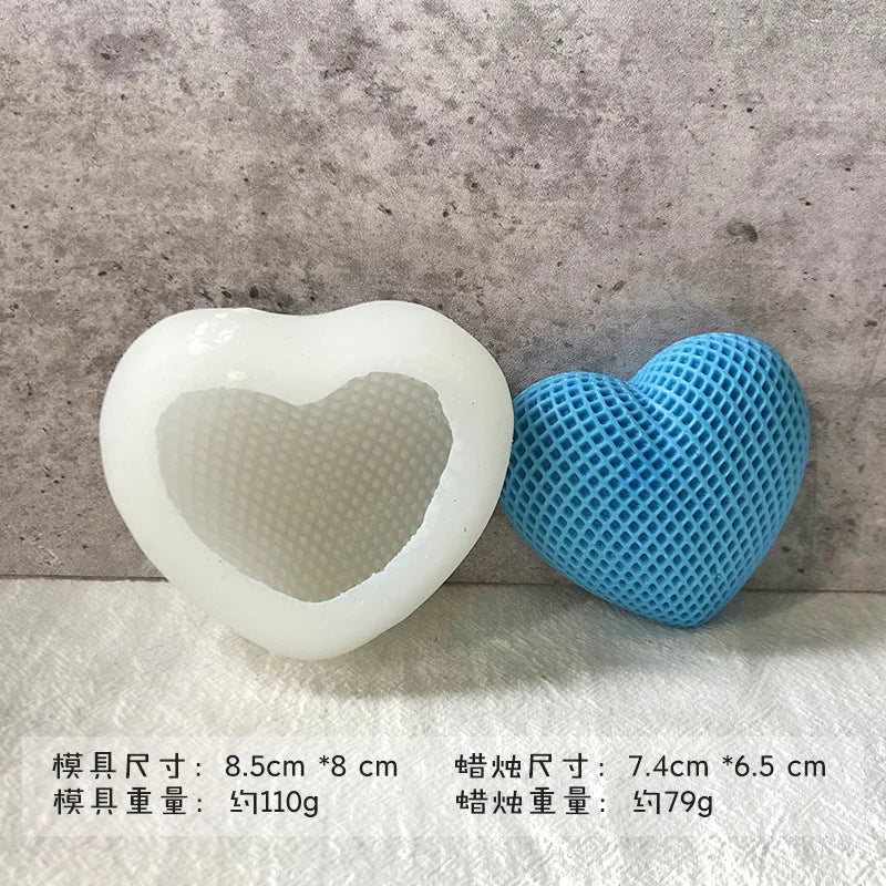 3D Woven Love Heart Silicone Mold Diy Handmade Heart-shaped Candle Soap Plaster Cake Chocolate Baking Tool Valentine's Day Gift