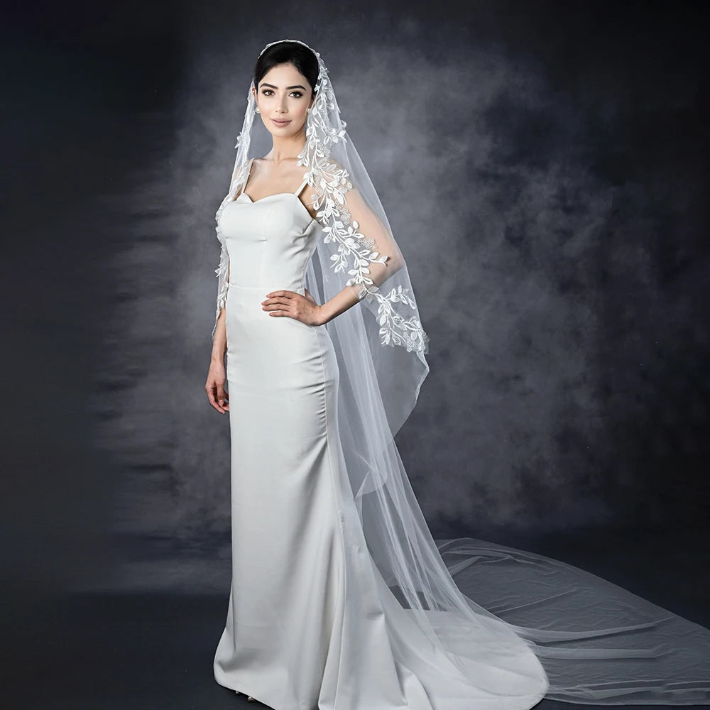 Wedding Bridal Veil Long 1 Layer Veil with Comb Elegant Wedding Accessories Velos De Novia voile de mariee VP115