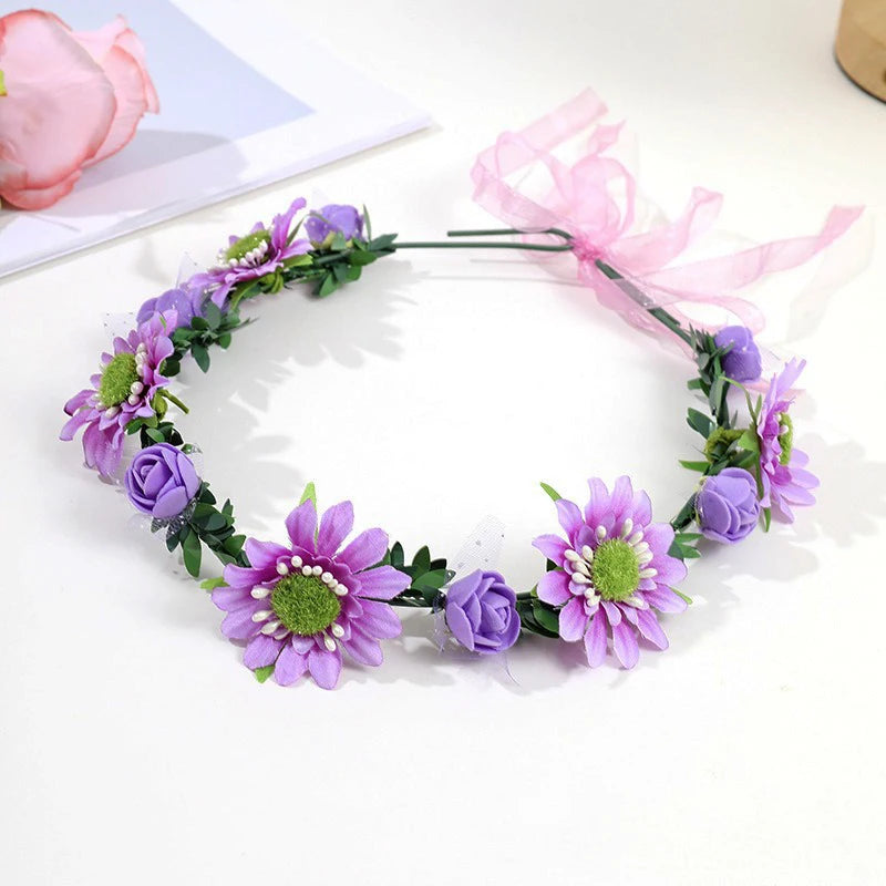 Women Wedding Flower Headband Girls Boho Flowers Headwear Children Headbands Hair Accessories Bride Wreath Beach Garland