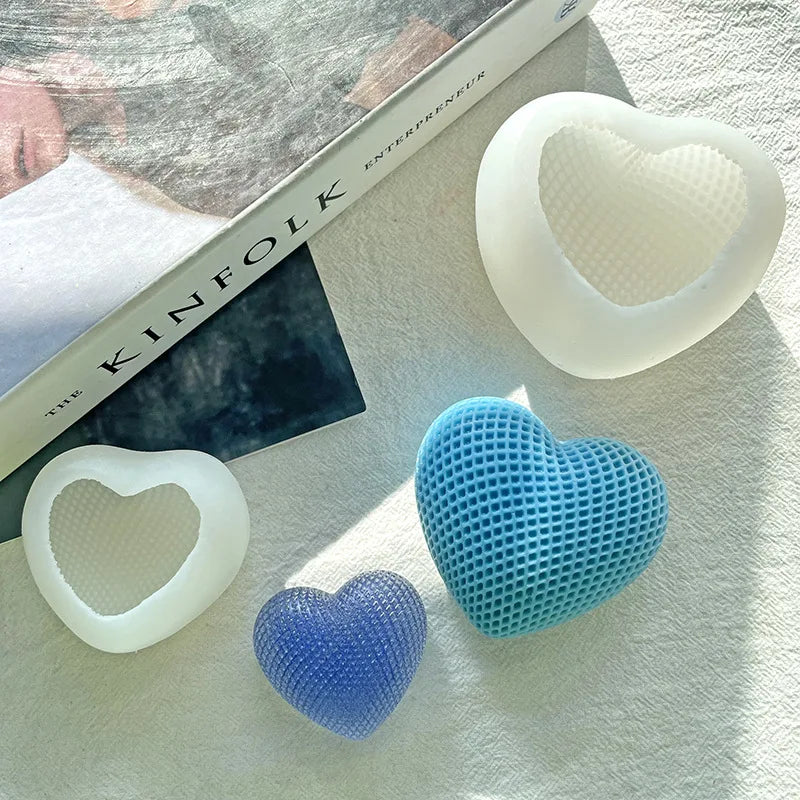 3D Woven Love Heart Silicone Mold Diy Handmade Heart-shaped Candle Soap Plaster Cake Chocolate Baking Tool Valentine's Day Gift