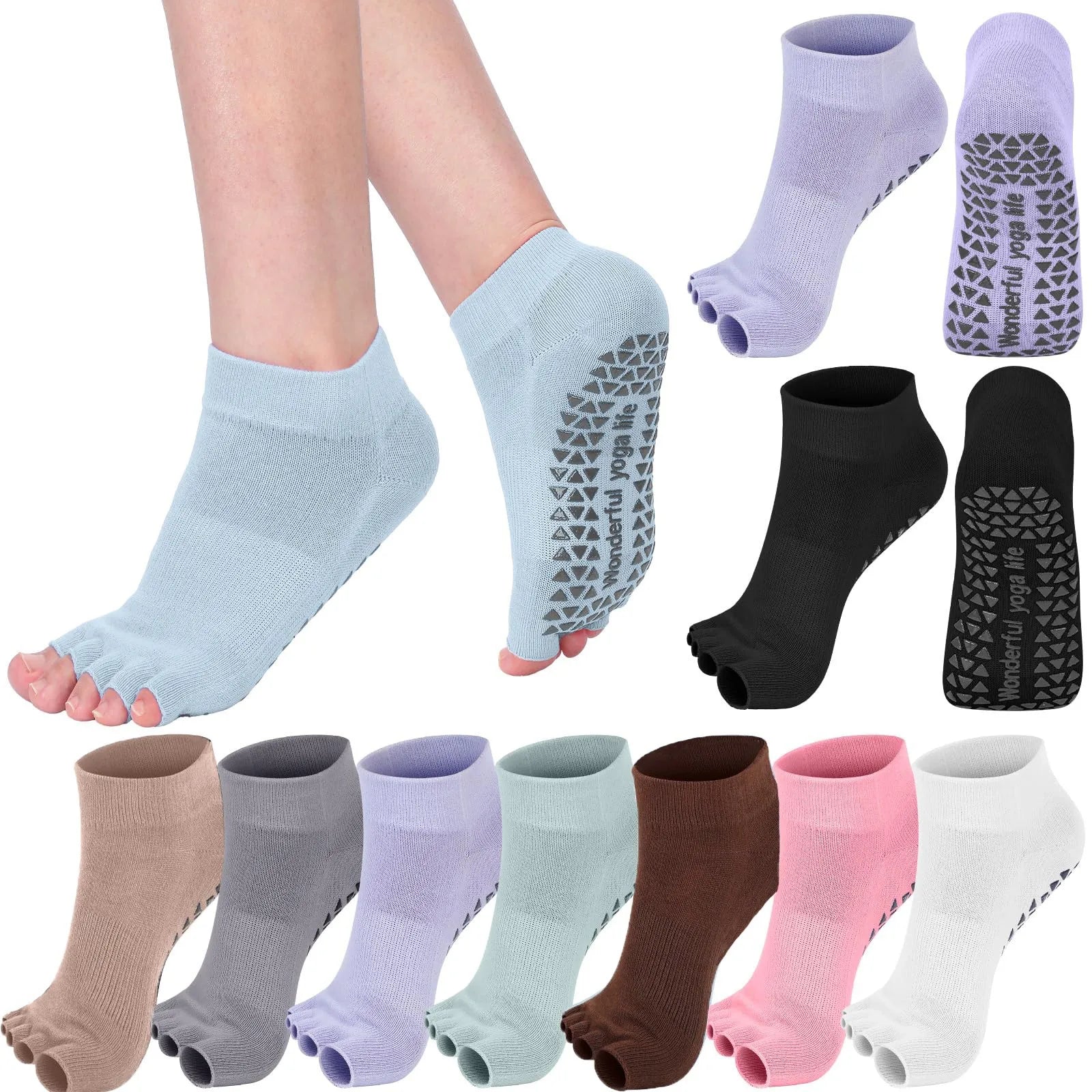 Women Yoga Five Toe Socks Breathable Anti-Slip Silicone Sport Pilates Socks Gym Fitness Dance Socks Foot Care Split Toe Socks