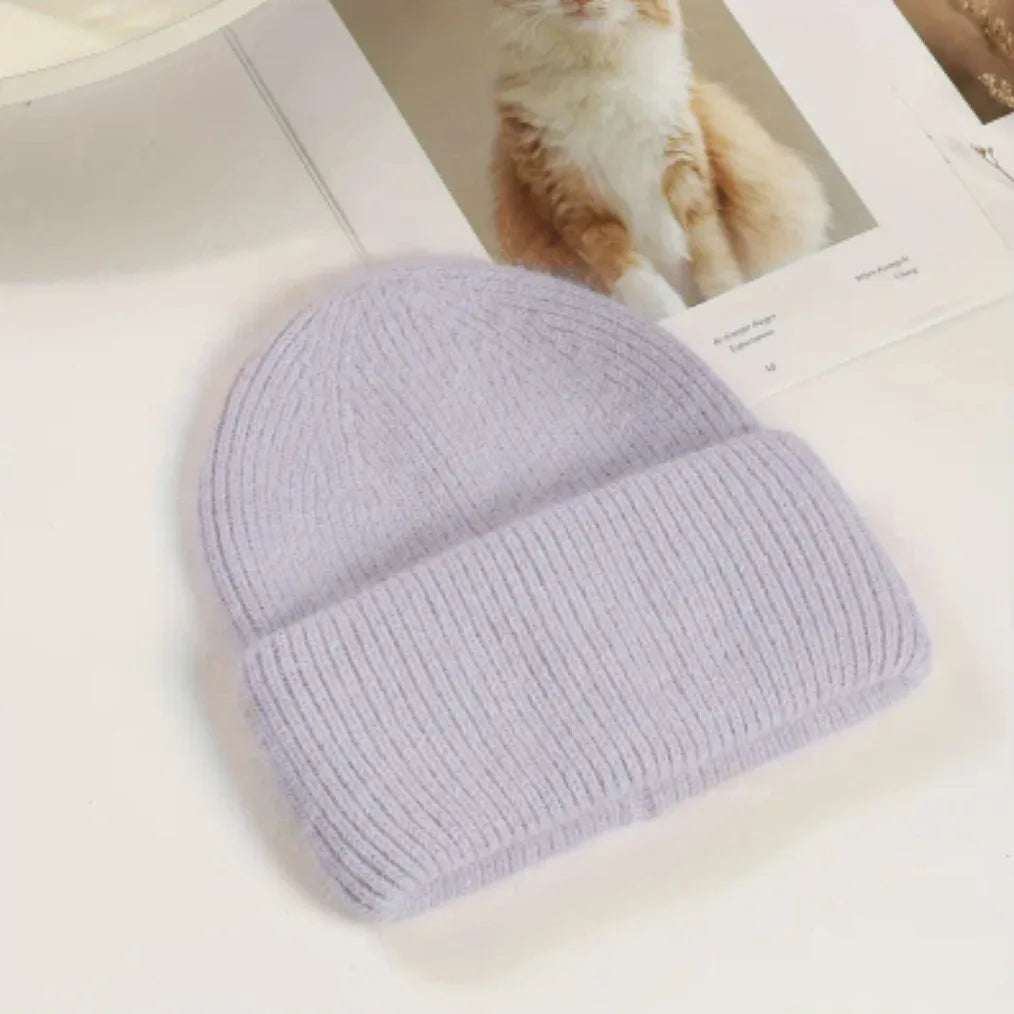 Women's Winter Hats Fashion Warm Bean Hats Solid Color Adult Hats Cute Knitted Hats Baotou Hats Autumn/Winter