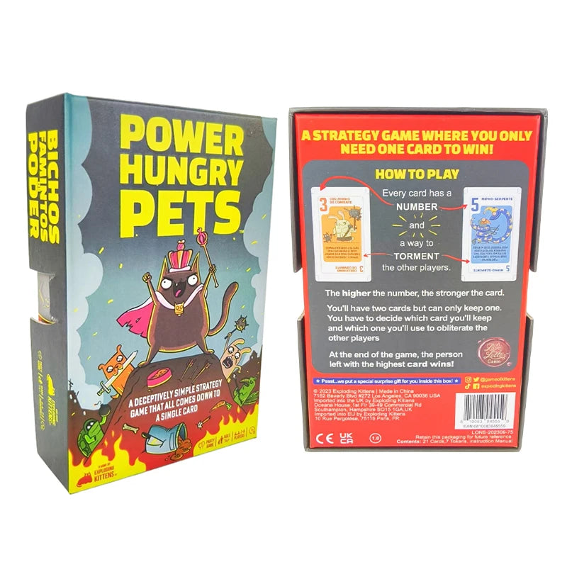Power Hungry Pets Card Game Board Game Family Party Strategy Cards Games Party Card Challenging Strategy Game