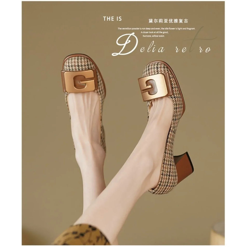 High Heels Women Shoes Summer Elegant Dress Shoes Designer Women Pumps Chunky Shallow Luxury Brand Party Woman Mary Jane Shoes