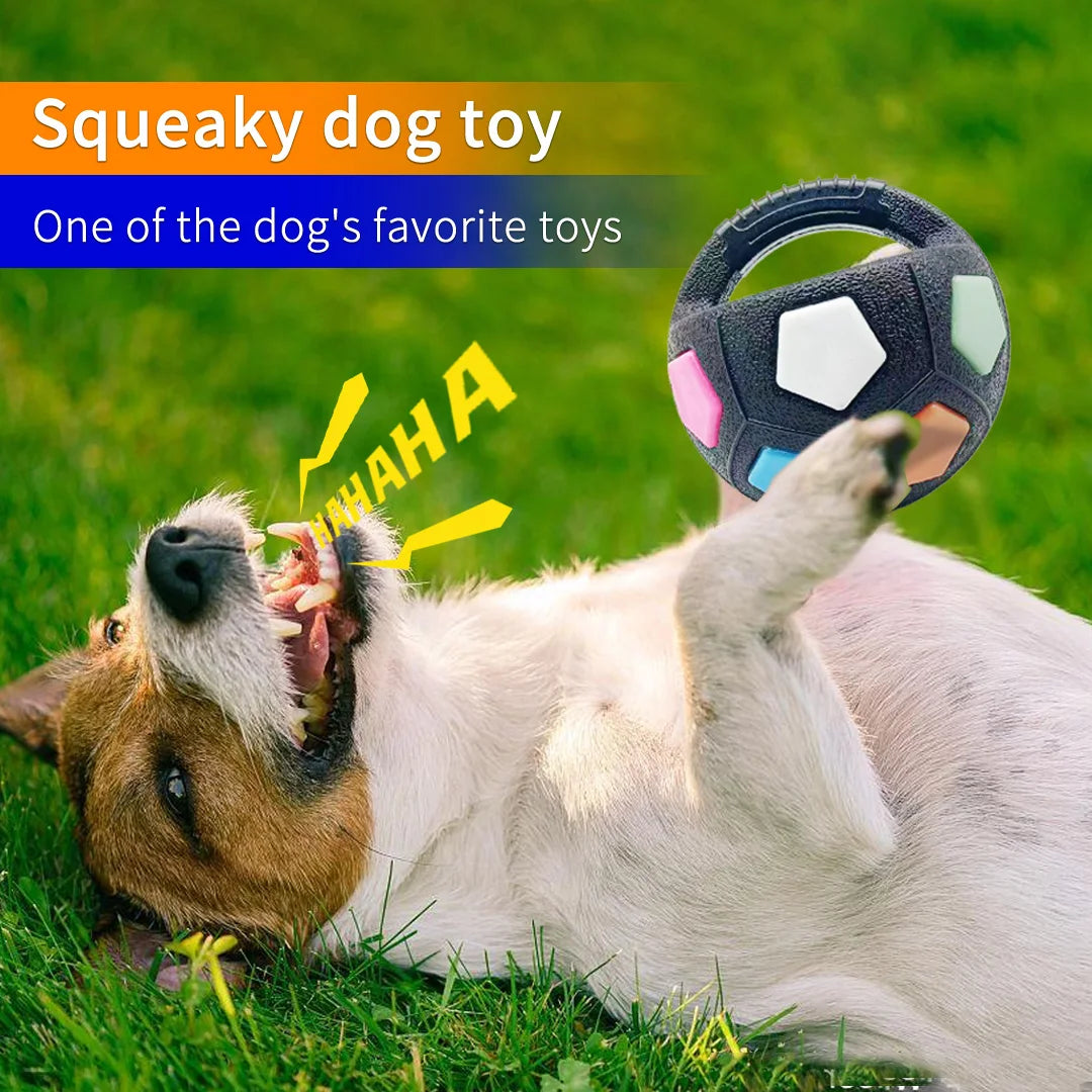 New football tennis ball shaped pet dog toys, durable teething relief to accompany outdoor training squeak toys