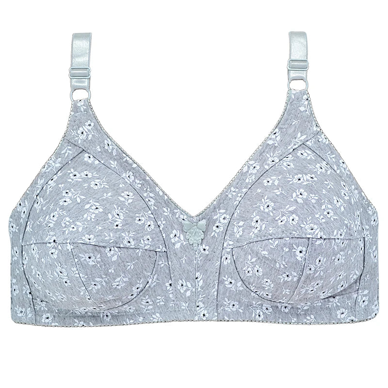 Wireless Soft Cotton Bras For Women Comfortable Underwear Everyday Non Padded Thin Lingerie Floral Brassiere C Cup