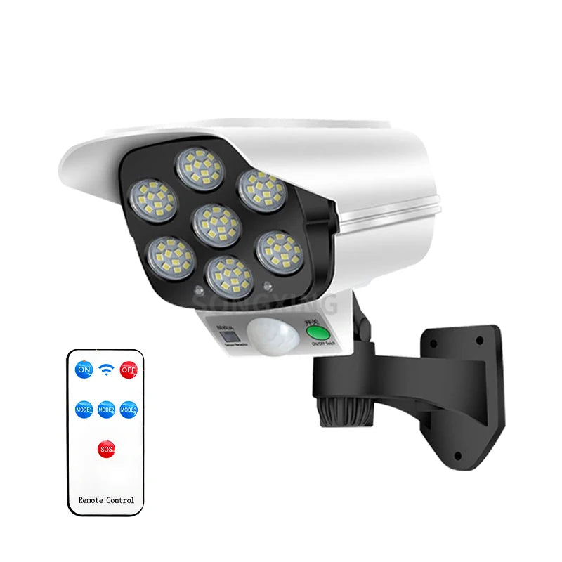 Solar Simulation Camera Lighting Motion Sensor Remote Control Fake Camera Waterproof Safety Light Outdoor Backyard Wall Lamp