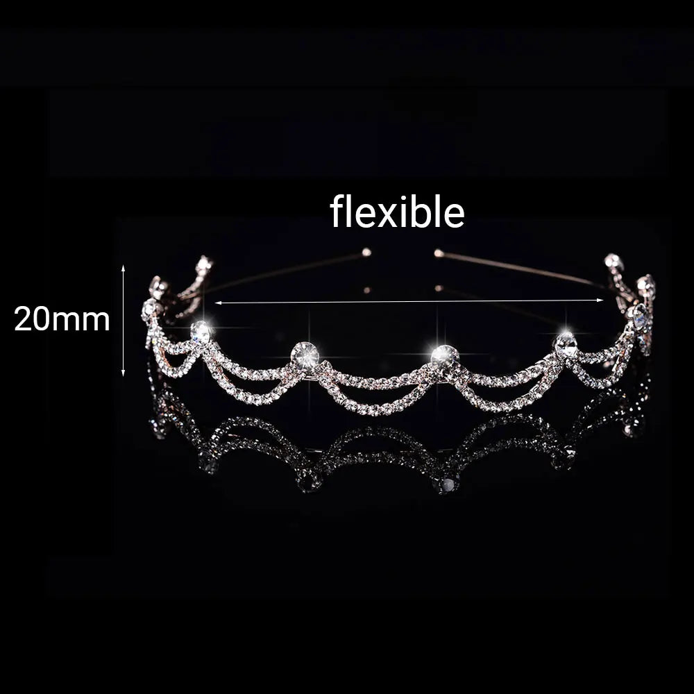 Princess Children's Tiara Red Bride Crown Floral Wedding Bridal Hair Accesories Golden Hair Jewelry Headdress