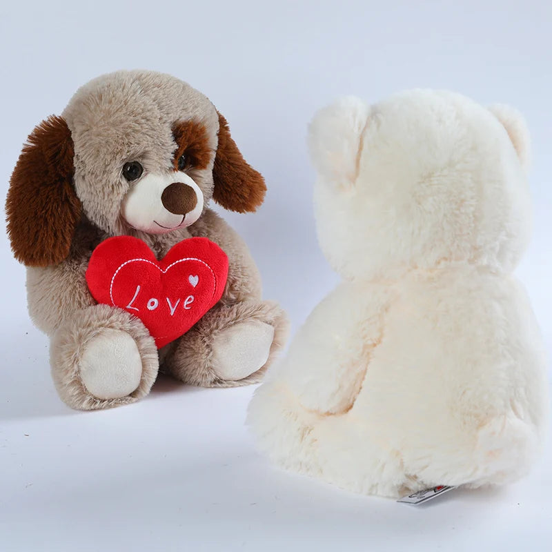 23CM Cute Heart Bear Dog Plush Toys Red Heart Print Love Creative Animal Stuffed Doll For Lovers Valentine's Day Gift