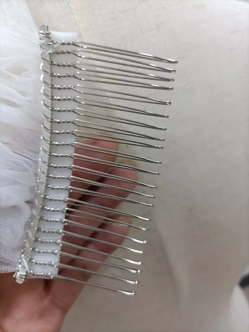 Champagne/White/Ivory Bridal Veil Cathedral Length Highlights Webveil Wedding Accessories