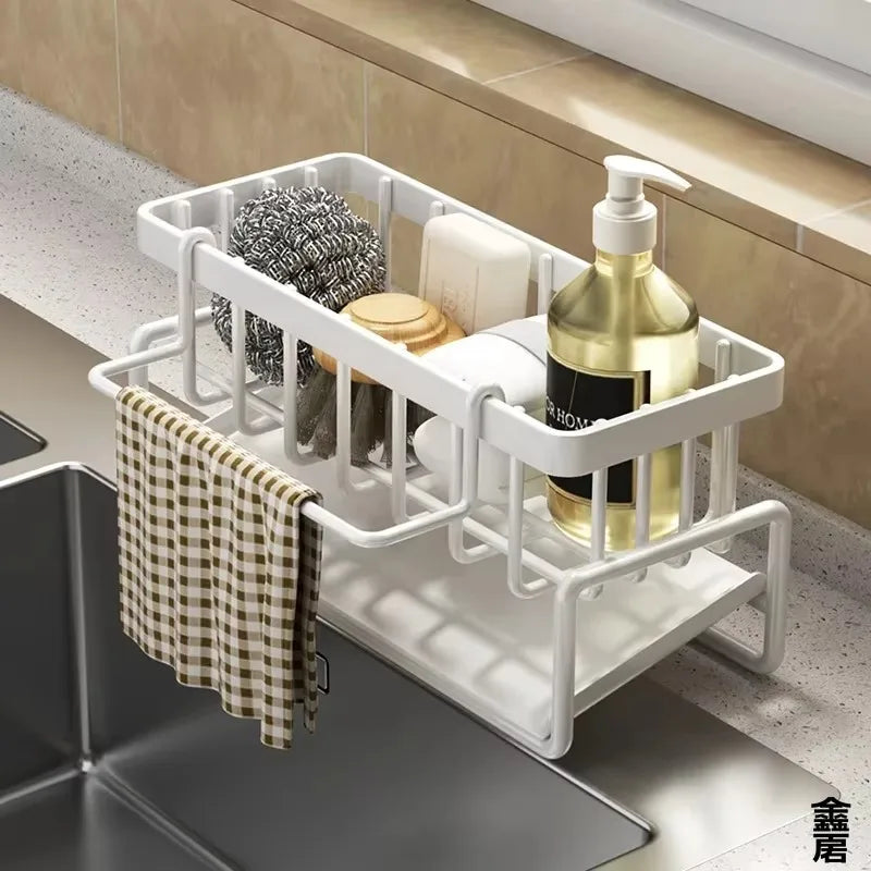 Compact Tap-Mounted Spice Shelf – Sink Organizer with Drainage Rack – Space-Saving Kitchen Storage for Utensils/Accessories