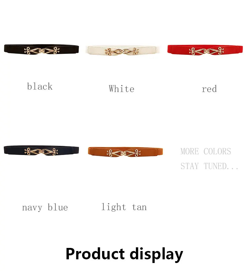Women belt Elastic Waistband Thin Stretch Wrap Buckle Waist Belt Elegant Cummerbunds Fashion Leaf Belt for Dress Accessories