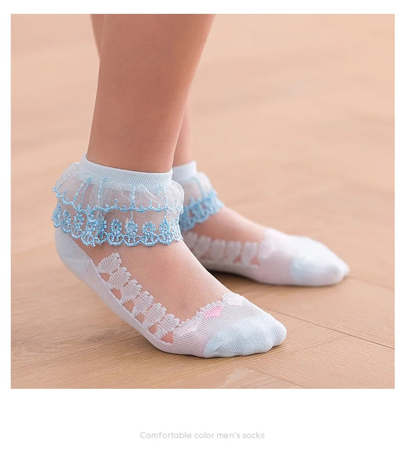1 Pair Soild Color Thin Lace Mesh Socks for Baby Children Girls Summer Dresses Paired with Princess Socks Baby Clothing