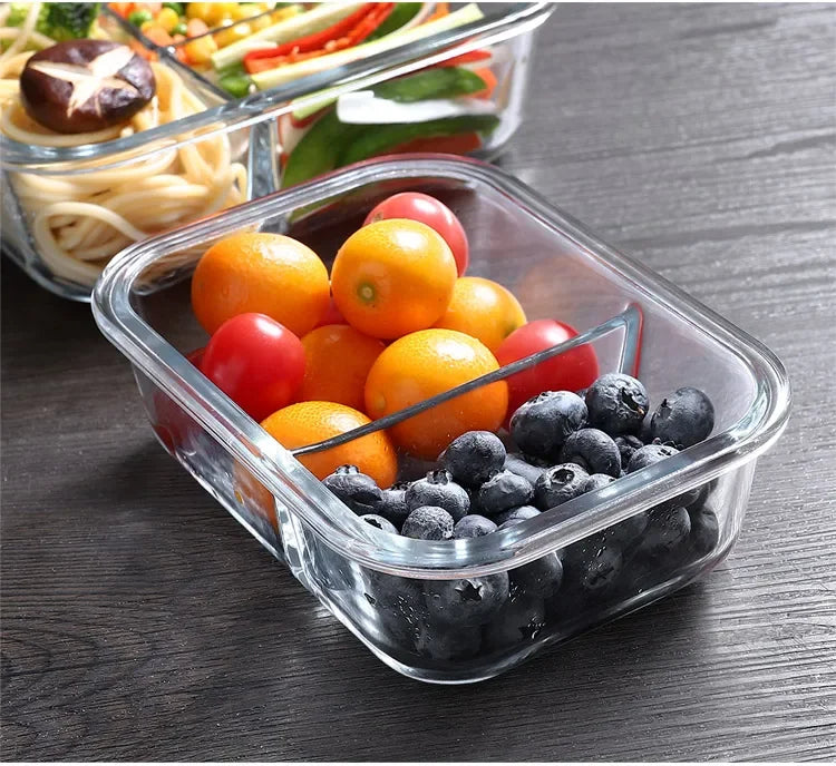 Glass Lunch Box Sealed Fresh-Keeping Box with Lid Portable Student Picnic Box Microwave-Heated Special Food Container Bento Box