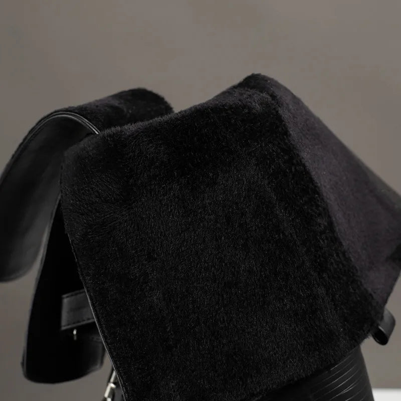 Platform Knee High Boots Women Autumn Winter Punk High Heels Zipper Black White Boot Sexy Buckle Party Goth Shoes Large Size