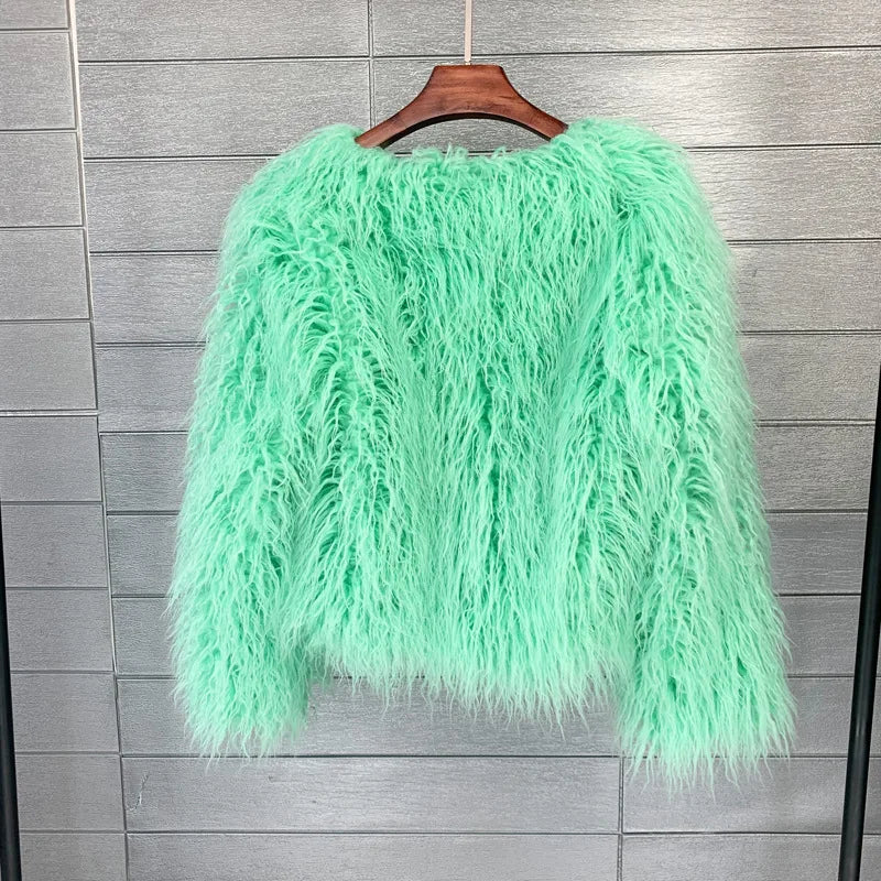 Faux Fur Plush Coat – Soft Shaggy Statement Jacket