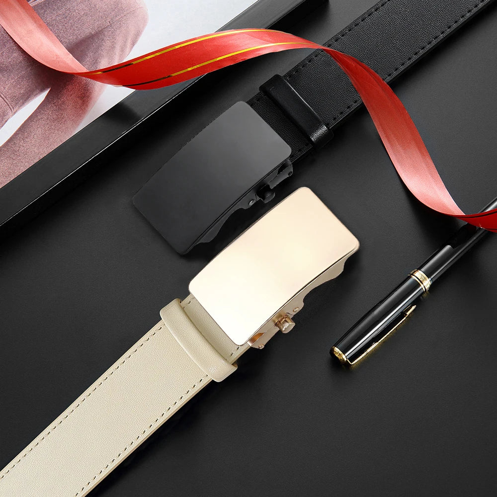 Men's Waist Belt - Men's Ratchet Belt Leather Metal Buckle Formal Pants - Micro Adjustable Waist Belt Can Be Seen Everywhere