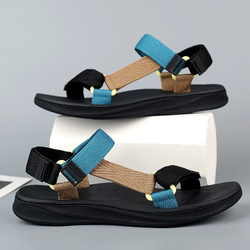 Summer Men's Sandals Outdoor Casual Anti-Slip Breathable Beach Holiday Sports Sandals for Summer Walking Durable Flat Shoe 40-45