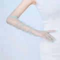 Women Long Sheer Tulle Gloves for Bridal Wedding Accessories Party Transparent Finger Gloves