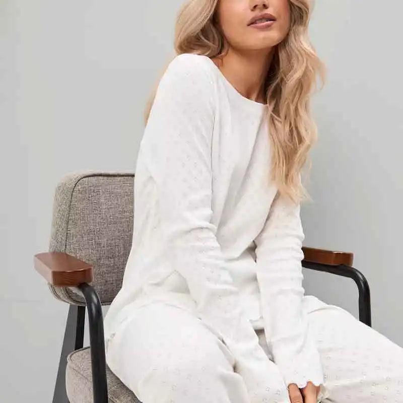Stylish Long Sleeve Pajamas Sets for Women 2 Piece Soft Cotton Casual Homewear Comfortable Lady's Loungewear Spring Thin Design