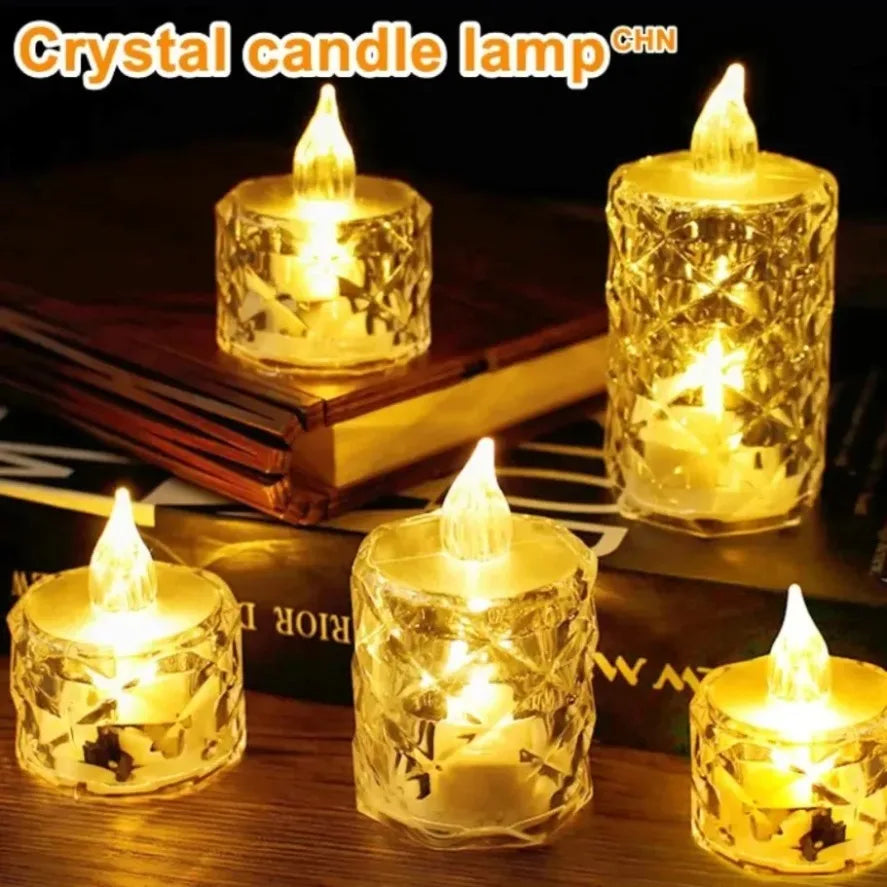 LED Crystal Candle Light Flameless LED Light Electronic Candle Lamp For Dating Party Holiday Home Wedding Atmosphere Decoration