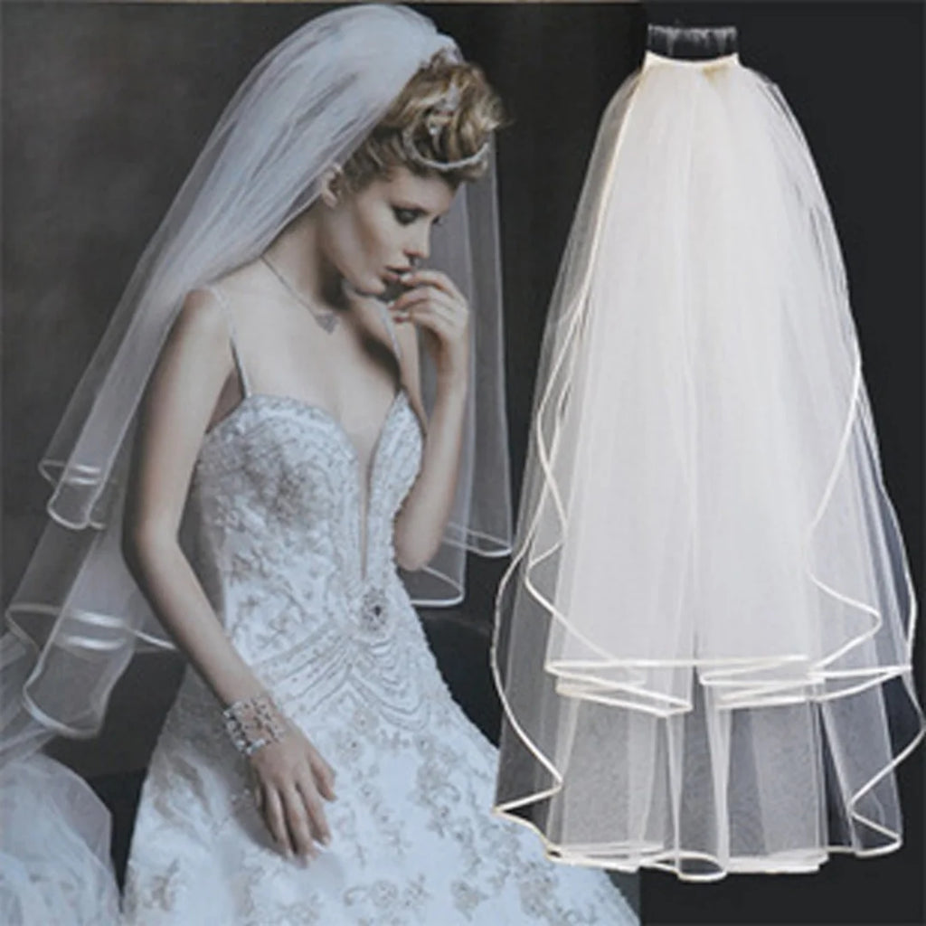 Fashion Short Tulle Wedding Veils With Comb White Ivory Bridal Two Layer Veil for Bride for Marriage Wedding Accessories