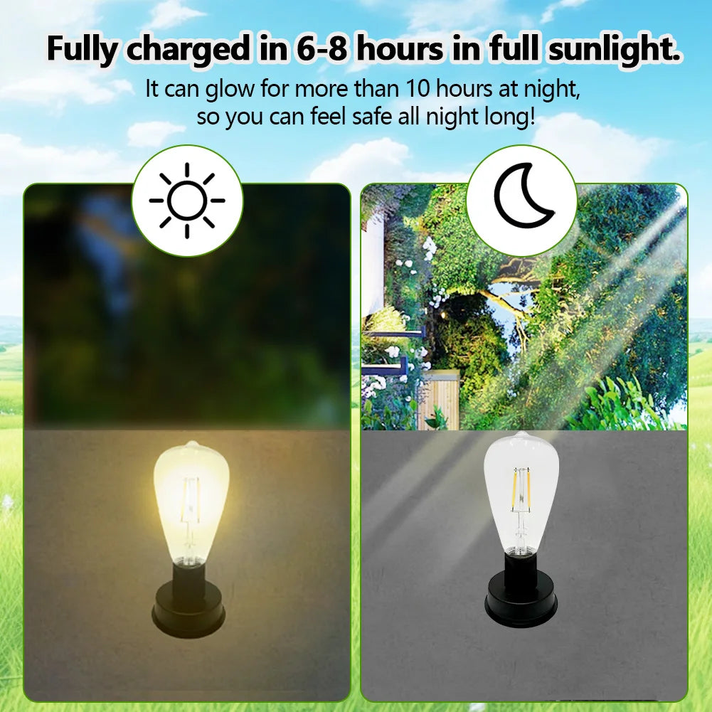 7cm Solar Lamp Base with LED Bulb LED Lamp Holder IP44 Waterproof Atmosphere Decorate Light Holder for Outdoor Camping Picnic