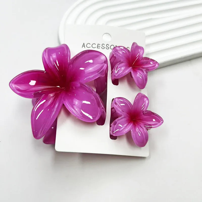 3Pcs/Set Sweet Flower Colroful Gradient Hair Claws Ponytail Cip Clamp Barrettes Hairpins For Women Girl Beach Hair Accessories