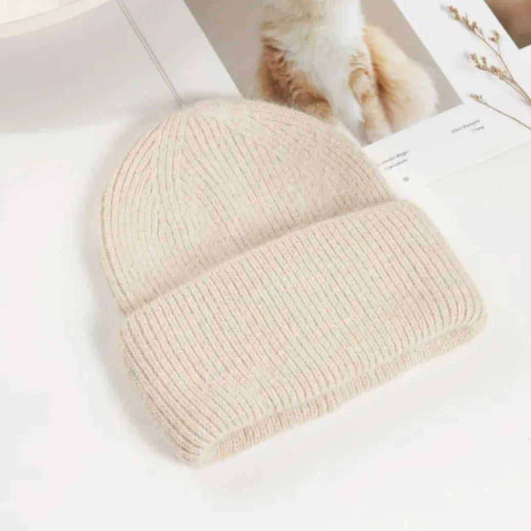 Women's Winter Hats Fashion Warm Bean Hats Solid Color Adult Hats Cute Knitted Hats Baotou Hats Autumn/Winter