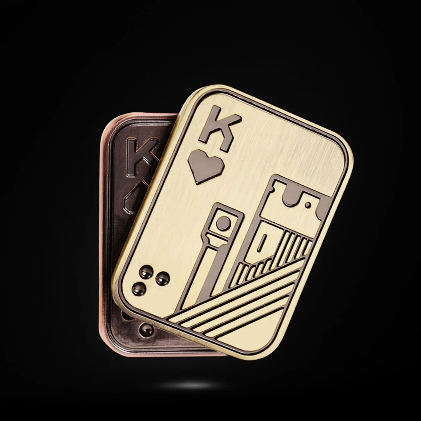 Stress Relief Push Card Metal Fingertip EDC Poker A K King Gyro Toy for Office Adults Anti Anxiety Fidget Papa Coin