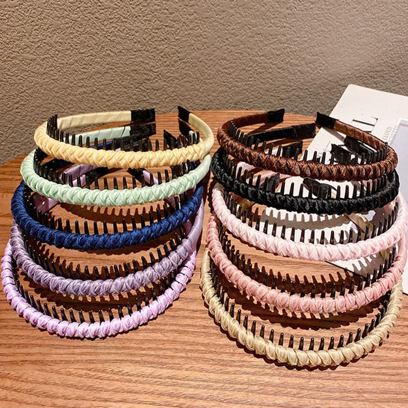 Cute Candy Colors Wrap Cloth Teeth Hairbands For Girls Sweet Hair Ornament Non-slip Headband Hair Band Fashion Hair Accessories