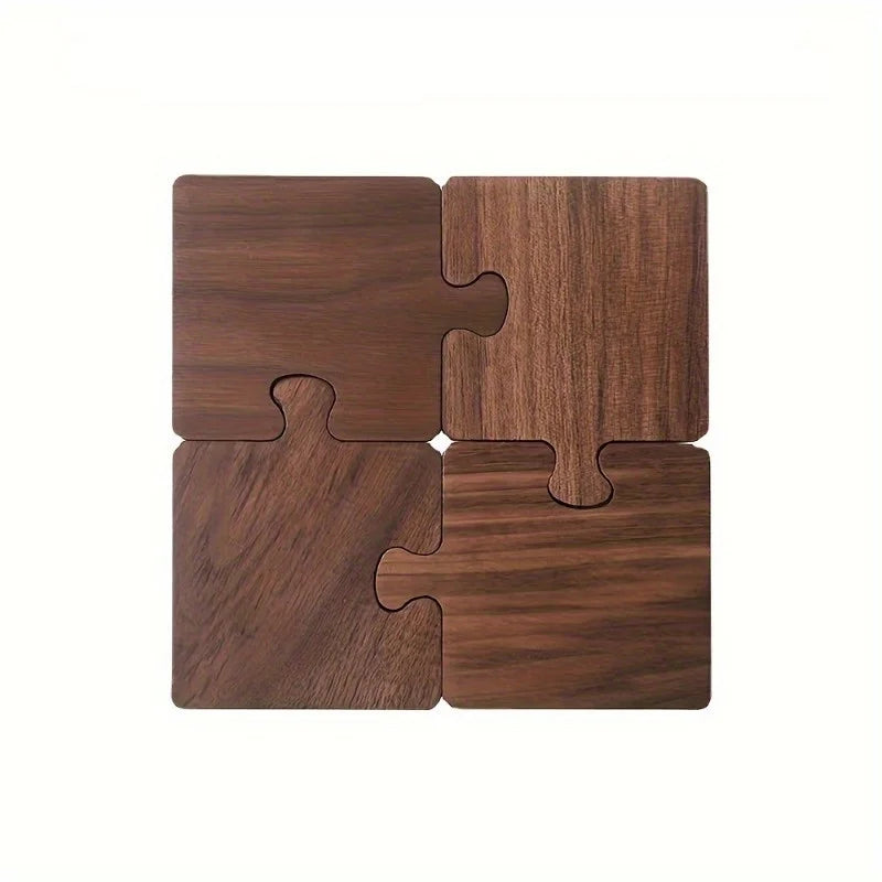 1pc Puzzle Shaped Mat - Protects Tabletops and Enhances Home Decor with Natural Wood Coaster for Drinks, Beverages, and Coffee