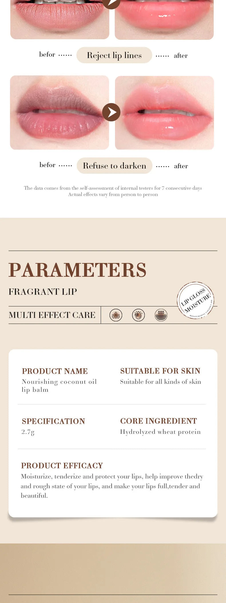 Coconut Lip Balm - Lasting Nourishment and Moisture for Men and Women - Daily Care Lip Balm