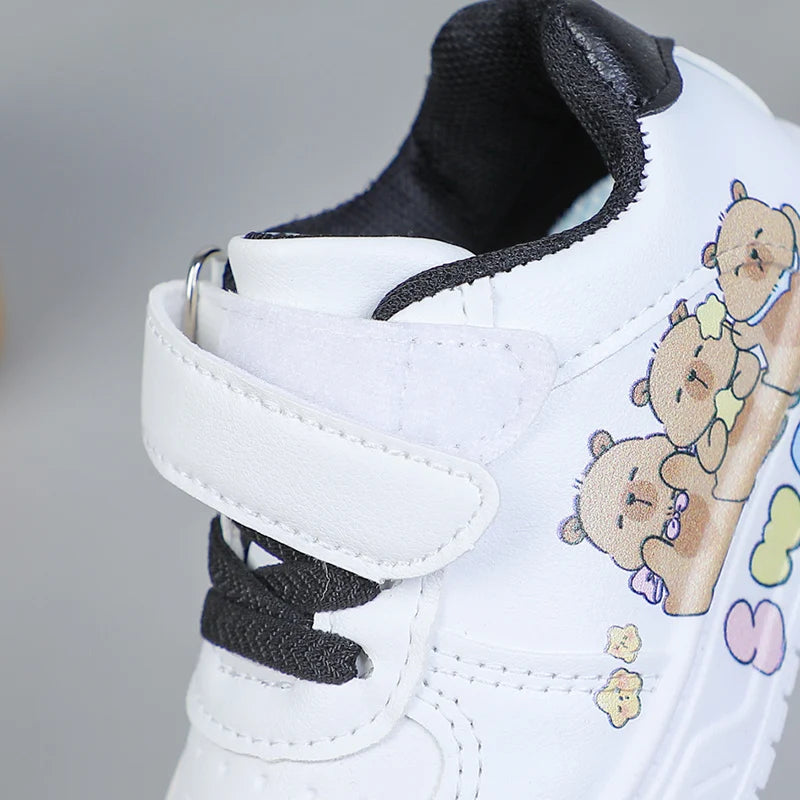 Hot Kids Girls Shoes New Children Sneakers Boys Girls Capybara Cartoon Print Casual Sport Shoe Student White Sweet Toddler Shoes