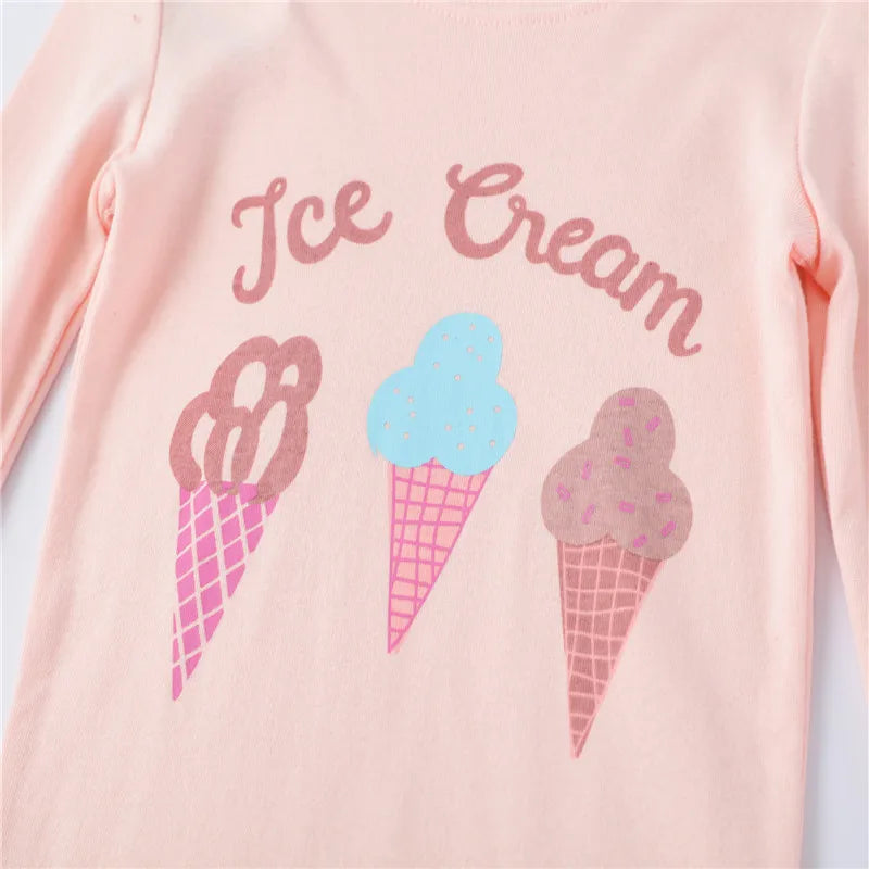   Jumping Meters 2-6T Baby Boys Clothing Sets Autumn Winter Ice Cream Print Cotton Boys Girls Outfit Long Sleeve Sleepwear