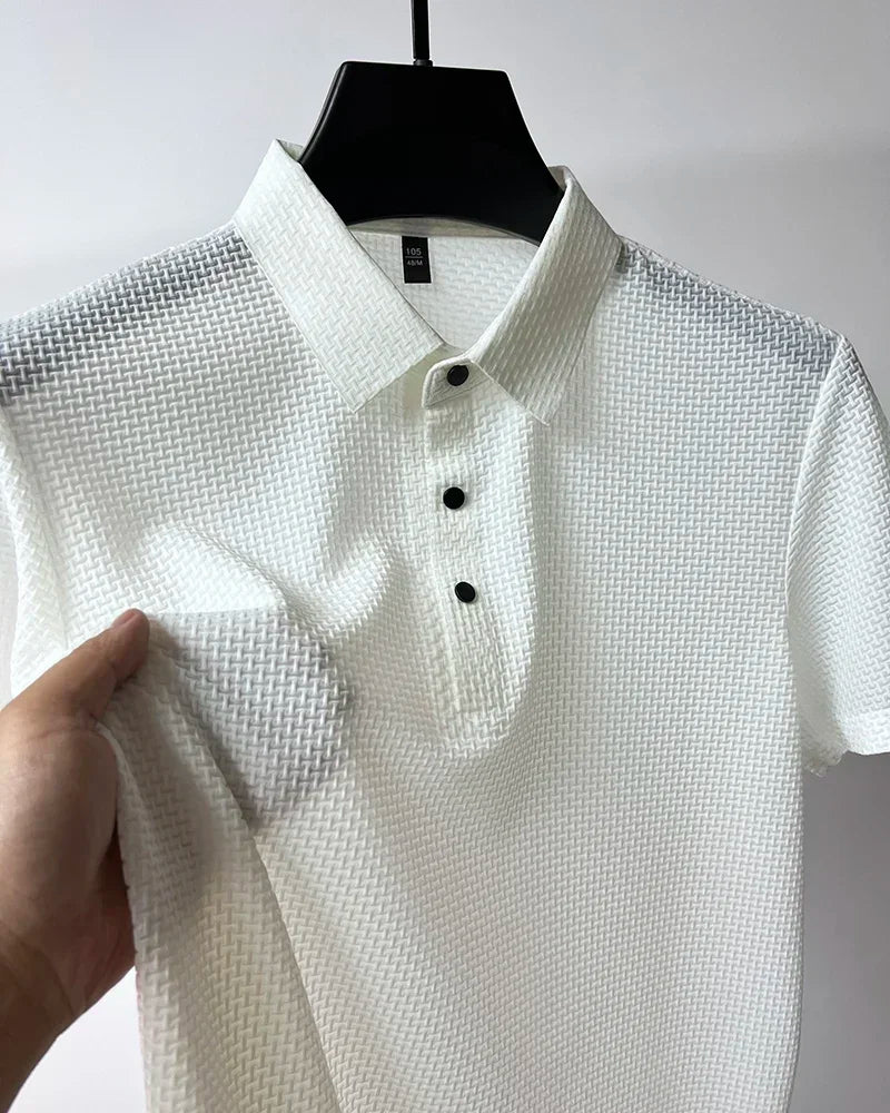 Business Casual Sweat-absorbing Top Brand Clothes Summer New Men's Short Sleeve T-shirt Ice Silk Cool and Breathable POLO Shirt