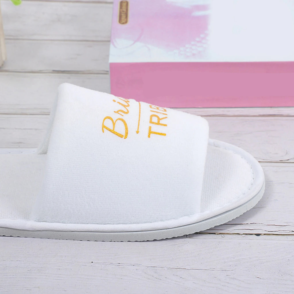 Personalised Wedding Bridal Party Slippers Bride / Bridesmaid Gift rose gold foil gold glitter Open Toes Slipper