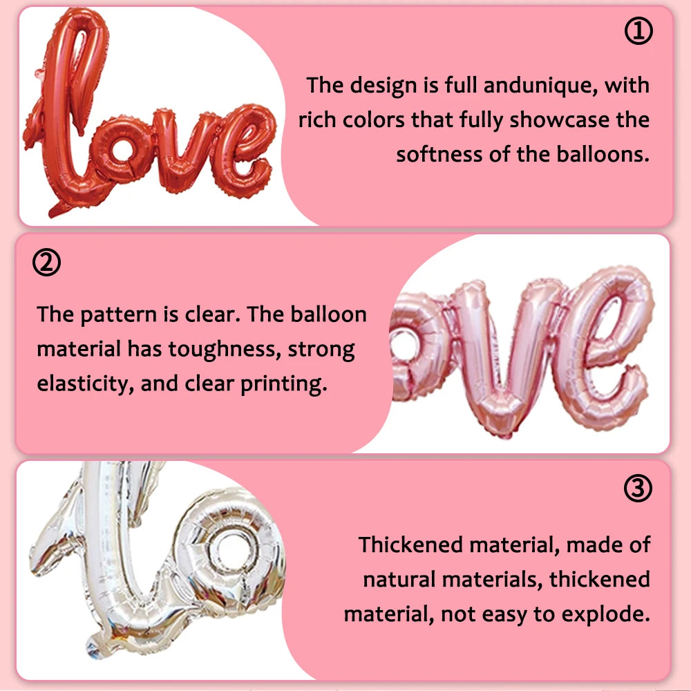 LOVE Letter Foil Mylar Balloon for Wedding Valentine's Day Anniversary Birthday Party Decor Background Arch wreath DIY Supplie