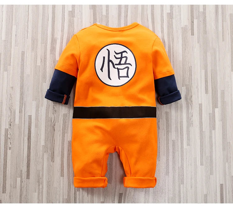 Baby Spring and Autumn Boys and Girls Long sleeved Anime Orange Training Suit Casual All Cotton Bodysuit