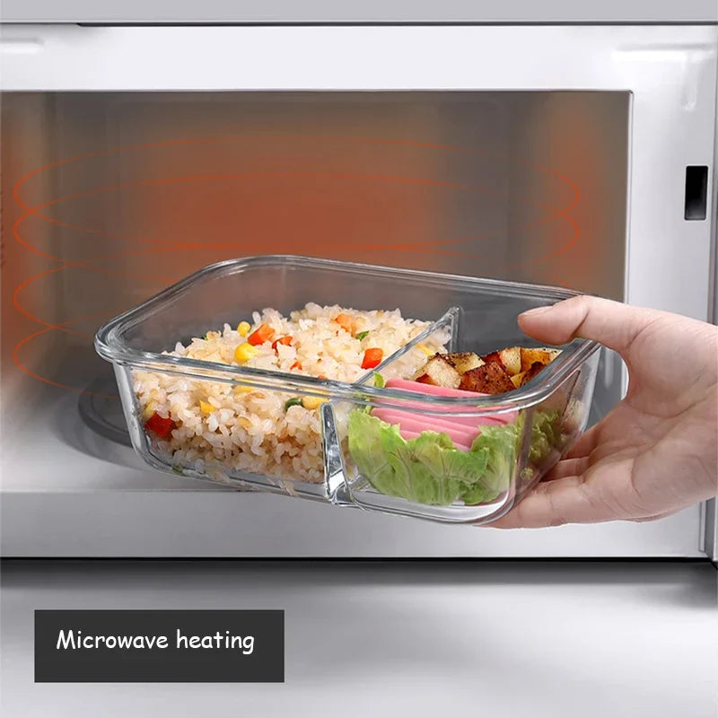 Glass Lunch Box Sealed Fresh-Keeping Box with Lid Portable Student Picnic Box Microwave-Heated Special Food Container Bento Box