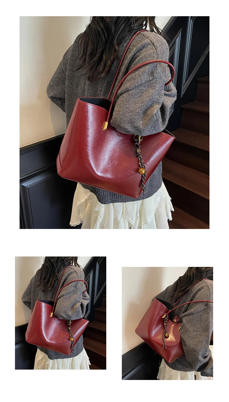 2025 Fashion Tote Bags for Women Versatile Commuting Women's Handbags PU Hasp Large Capacity Shoulder Bags High Quality