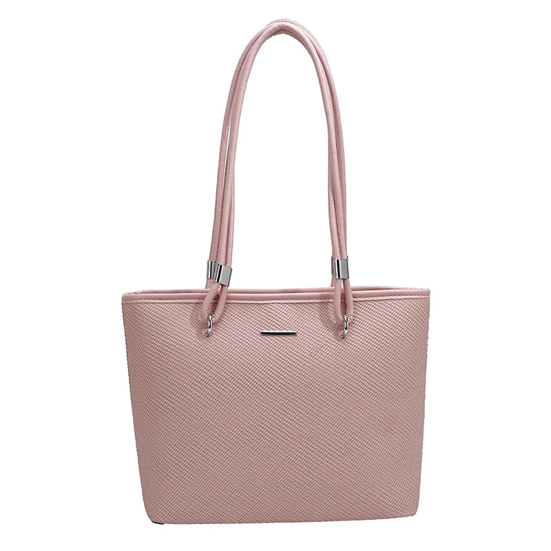 Pu Women's Shoulder Bag Stylish And Simple Solid Color Handbag Adjustable Shoulder Strap Waterproof Large Capacity Bucket Bag