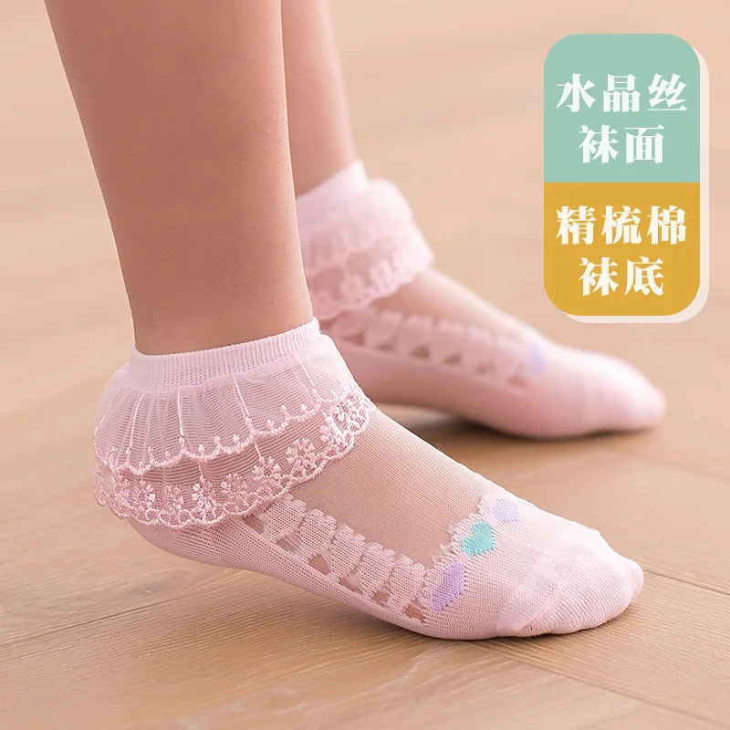 1 Pair Soild Color Thin Lace Mesh Socks for Baby Children Girls Summer Dresses Paired with Princess Socks Baby Clothing