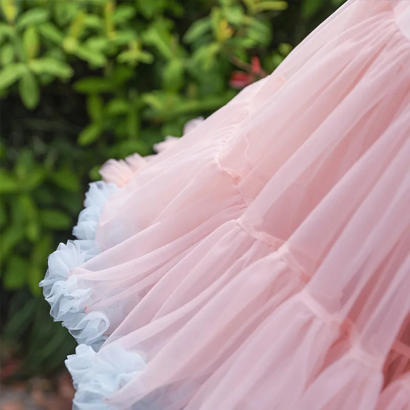 Womens Elastic Waist Puffy Tulle Petticoat Rainbow Cloud Short Tutu Skirt Princess 45cm Ballet Dance Pettiskirts Lolita Cosplay
