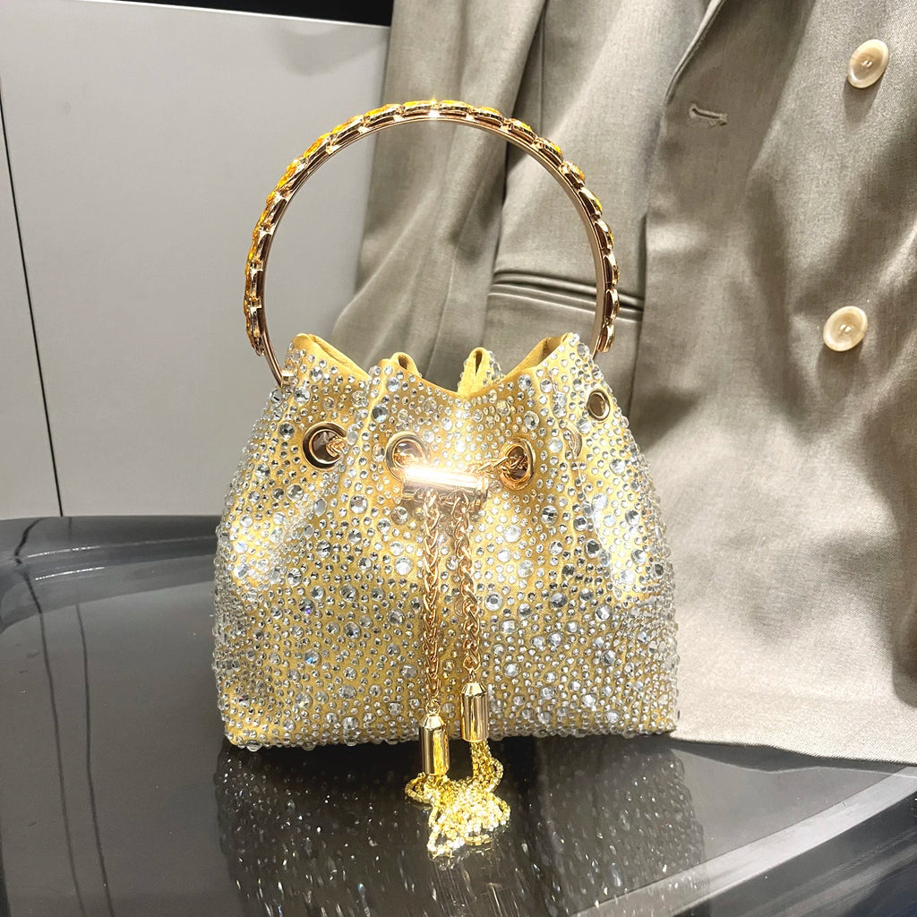 Handle Rhinestones Evening clutch Bag Purses and handbag luxury Designer shoulder bag Shiny Crystal Clutch purse bucket bag