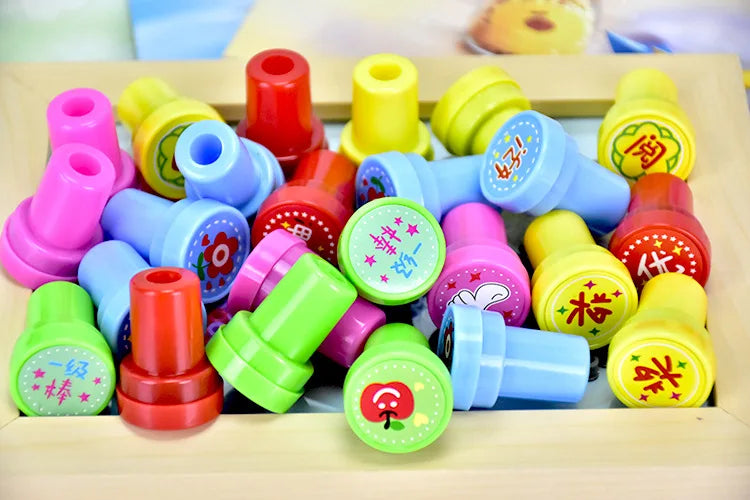 10pcs Assorted Stamps for Kids Self-ink Stamps Children Toy Stamps Smiley Face Seal Scrapbooking DIY Painting Photo Album Decor