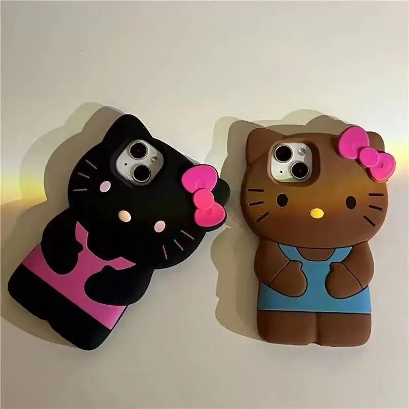 Bowknot Kitty Cat 3D Silicone Soft Phone Case For iPhone 17 Pro Max 16 15 14 Plus 13 Mini 12 11 7 8 4 4S 5 5S X XR SE