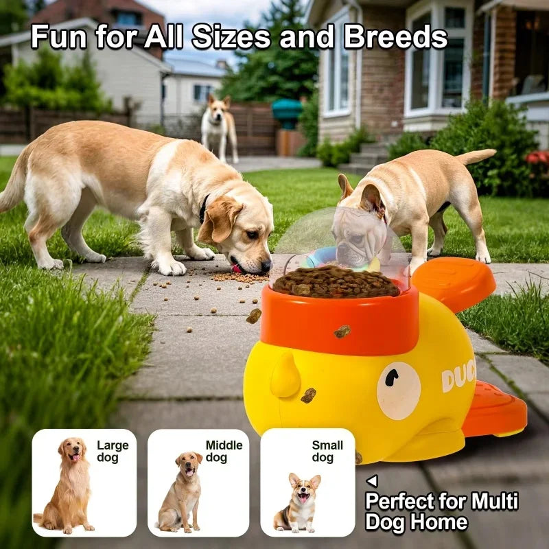 Pet Treat Dispenser-Interactive Dog Toys, Anti Gulping Duck Slow Feeder,cat Dog Treat Dispensing with Button,for Dogs Training
