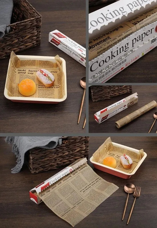 Retro English Newspaper Food Grade Grease Paper Bread Sandwich Burger Fries Wrappers Cookie  Food Accessories for Baking Kitchen
